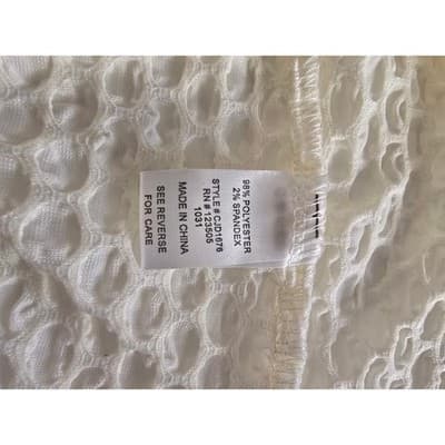 Culture Code Textured Puff Sleeve Drop Waist Midi Dress Cream M - Thumbnail 4