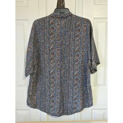 BON HOMME Mens XL Abstract Print Short Sleeve Button Up Shirt Made in USA Rayon - Thumbnail 2