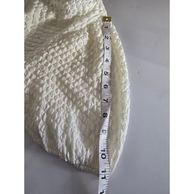 Culture Code Textured Puff Sleeve Drop Waist Midi Dress Cream M - Thumbnail 10