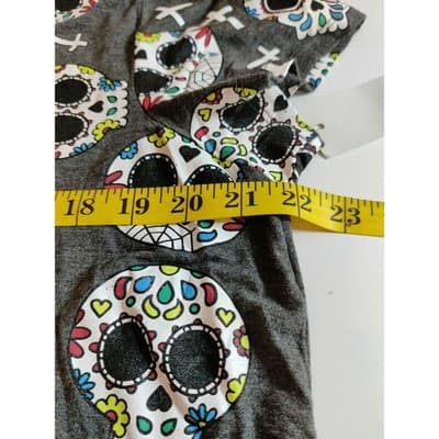 Occasion Womens Sugar Skull Cross Graphic Tee Charcoal Gray Plus Size 2X - Thumbnail 6