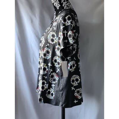 Occasion Womens Sugar Skull Cross Graphic Tee Charcoal Gray Plus Size 2X - Thumbnail 11