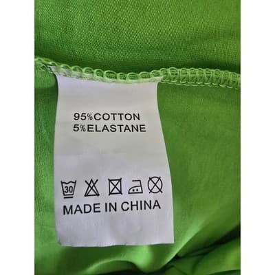 Nali Collection Graphic Tee Lime Green LXL Cotton Blend Funky Art Print - Thumbnail 4