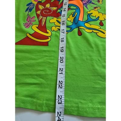 Nali Collection Graphic Tee Lime Green LXL Cotton Blend Funky Art Print - Thumbnail 7