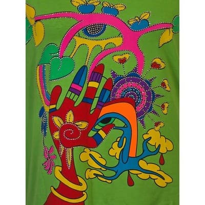 Nali Collection Graphic Tee Lime Green LXL Cotton Blend Funky Art Print - Thumbnail 8