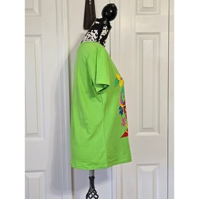 Nali Collection Graphic Tee Lime Green LXL Cotton Blend Funky Art Print - Thumbnail 12