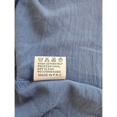 Blue Smocked Square Neck Puff Sleeve Tunic Top LXL - Thumbnail 4