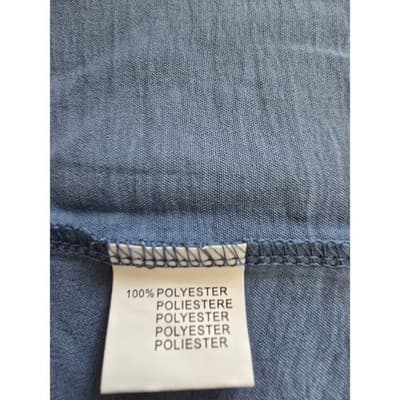 Blue Smocked Square Neck Puff Sleeve Tunic Top LXL - Thumbnail 5