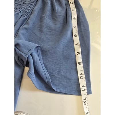 Blue Smocked Square Neck Puff Sleeve Tunic Top LXL - Thumbnail 9