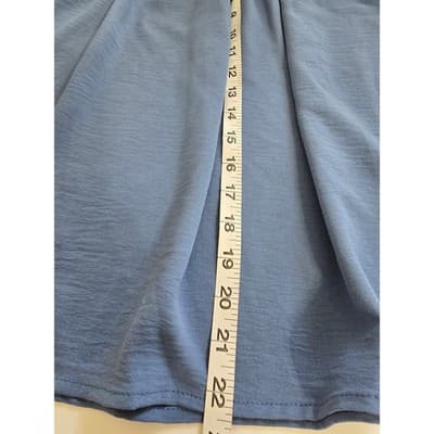 Blue Smocked Square Neck Puff Sleeve Tunic Top LXL - Thumbnail 10