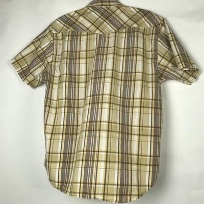 Wrangler Jeans Co Mens Large Tan Plaid Short Sleeve Western Button Down Shirt - Thumbnail 5