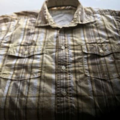 Wrangler Jeans Co Mens Large Tan Plaid Short Sleeve Western Button Down Shirt - Thumbnail 6