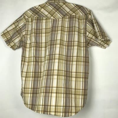 Wrangler Jeans Co Mens Large Tan Plaid Short Sleeve Western Button Down Shirt - Thumbnail 8