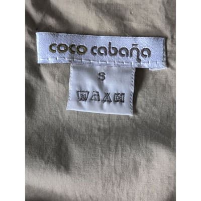 Coco Cabana Tan Khaki Ruffle Utility Vest Drawstring Waist Small Cotton Blend - Thumbnail 3