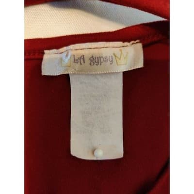 La Gypsy Magenta Pink Ruffle Mock Neck Shift Dress Short Sleeve Keyhole Back - Thumbnail 3