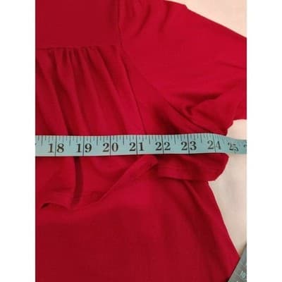 La Gypsy Magenta Pink Ruffle Mock Neck Shift Dress Short Sleeve Keyhole Back - Thumbnail 5