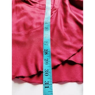 Urban Outfitters Burgundy Ruffle Wrap Mini Dress Long Sleeve Bell Cuffs Small - Thumbnail 9