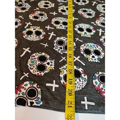 Occasion Womens Sugar Skull Cross Graphic Tee Charcoal Gray Plus Size 2X - Thumbnail 8