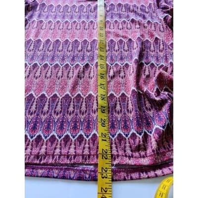 Shirley Blue Womens Burgundy Paisley Sharkbite Hem 3/4 Sleeve Top Size M - Thumbnail 8