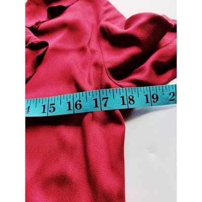 Urban Outfitters Burgundy Ruffle Wrap Mini Dress Long Sleeve Bell Cuffs Small - Thumbnail 7