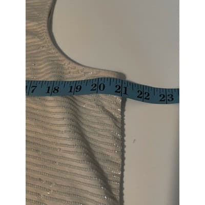 Chico's Cream Sequined Sleeveless Tank Top Size 3 XL Cotton Modal Shimmer Front - Thumbnail 8