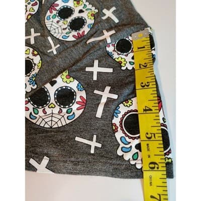 Occasion Womens Sugar Skull Cross Graphic Tee Charcoal Gray Plus Size 2X - Thumbnail 7
