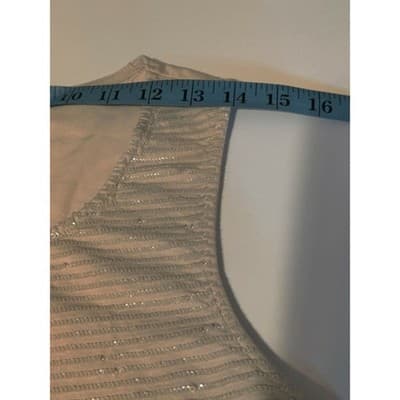 Chico's Cream Sequined Sleeveless Tank Top Size 3 XL Cotton Modal Shimmer Front - Thumbnail 7