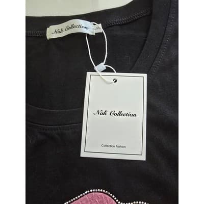 Black Graphic Tee Lips Leopard Print LOVE V Neck Short Sleeve Shirt - Thumbnail 9