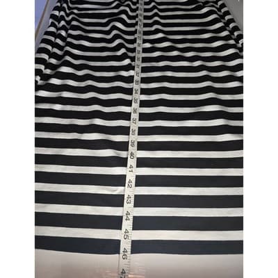 ON 34TH Plus Size 0X Black White Stripe Twist Front Sleeveless Midi Dress - Thumbnail 12