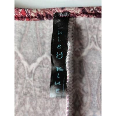 Shirley Blue Womens Burgundy Paisley Sharkbite Hem 3/4 Sleeve Top Size M - Thumbnail 3