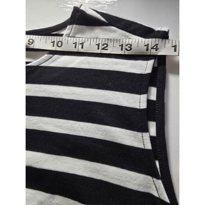 ON 34TH Plus Size 0X Black White Stripe Twist Front Sleeveless Midi Dress - Thumbnail 9