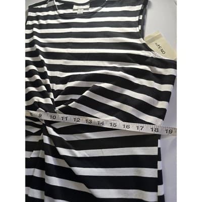 ON 34TH Plus Size 0X Black White Stripe Twist Front Sleeveless Midi Dress - Thumbnail 11