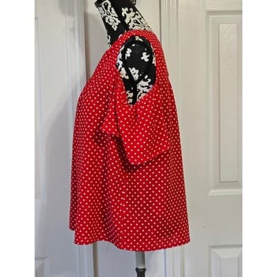 Monteau Red White Polka Dot Cold Shoulder Blouse Top XL - Thumbnail 8