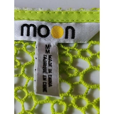 Moon Lime Green Crochet Lace Yoke Sleeveless Blouse Top Size M B5102 - Thumbnail 3