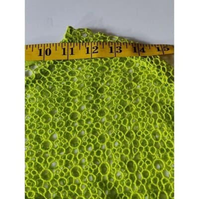 Moon Lime Green Crochet Lace Yoke Sleeveless Blouse Top Size M B5102 - Thumbnail 5