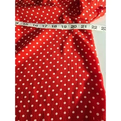 Monteau Red White Polka Dot Cold Shoulder Blouse Top XL - Thumbnail 6