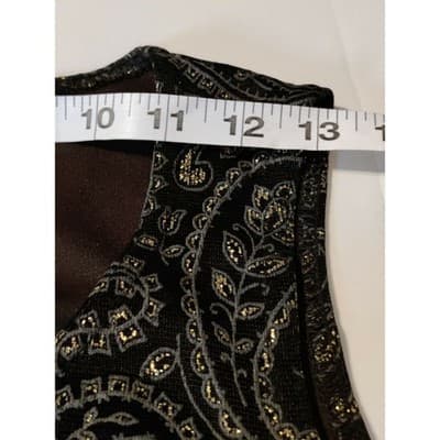 Wrapper Vintage Black Gold Metallic Paisley Scoop Neck Sleeveless Top Medium - Thumbnail 5