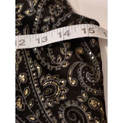 Wrapper Vintage Black Gold Metallic Paisley Scoop Neck Sleeveless Top Medium - Thumbnail 6