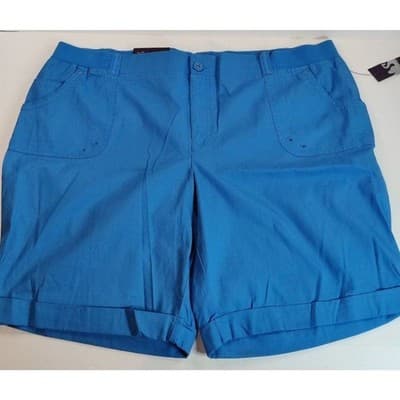 Gloria Vanderbilt Amanda Blue Plus Size 24W Cuffed Shorts New With Tags - Image 1