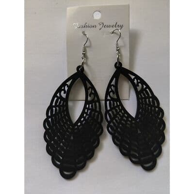 Wood Hollow Out Flower Geometric Africa Earrings Vintage Hip-hop Rock Wooden - Thumbnail 2