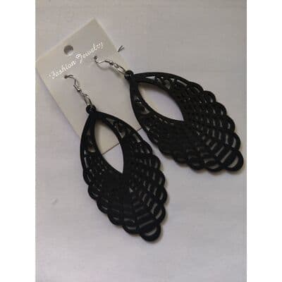 Wood Hollow Out Flower Geometric Africa Earrings Vintage Hip-hop Rock Wooden - Thumbnail 5