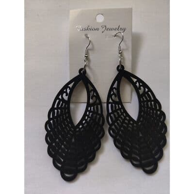 Wood Hollow Out Flower Geometric Africa Earrings Vintage Hip-hop Rock Wooden - Thumbnail 3