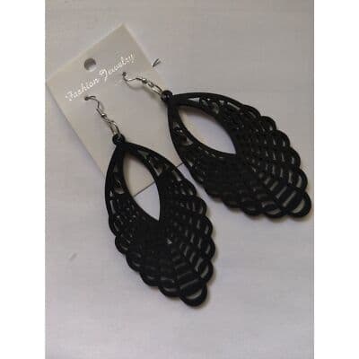 Wood Hollow Out Flower Geometric Africa Earrings Vintage Hip-hop Rock Wooden - Thumbnail 4