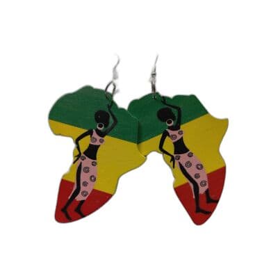 African Women Lady Wood Earrings - Image 1