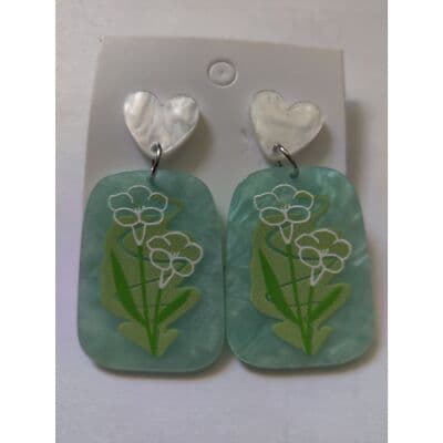 Floral Pattern Geometric Drop Earrings - Image 1