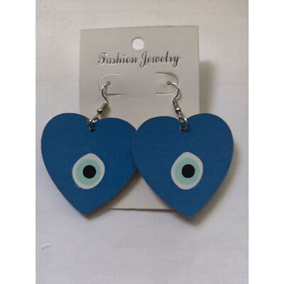 Heart Leopard Turkish Evil Eye Drop Earrings - Image 1