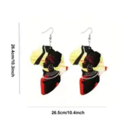 Africa Style Ethnic Wooden Dangle Earrings - Thumbnail 4