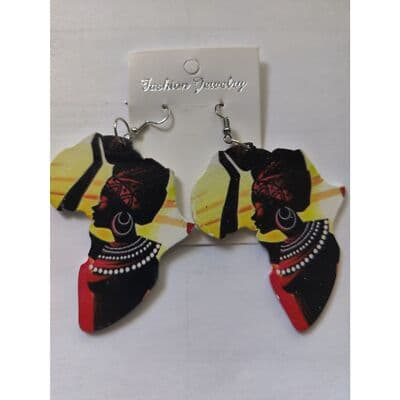 Africa Style Ethnic Wooden Dangle Earrings - Thumbnail 2