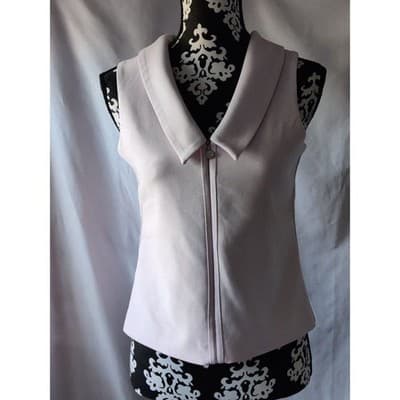 White House Black Market Lilac Purple Zip Front Portrait Collar Vest Top Sz 4 - Image 1