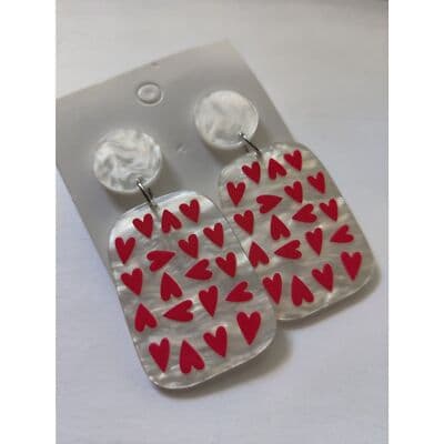 Vibrant Red Heart Dangle Earrings: Unique Valentine's Day Gift - Thumbnail 6