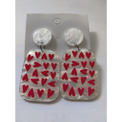 Vibrant Red Heart Dangle Earrings: Unique Valentine's Day Gift - Thumbnail 3